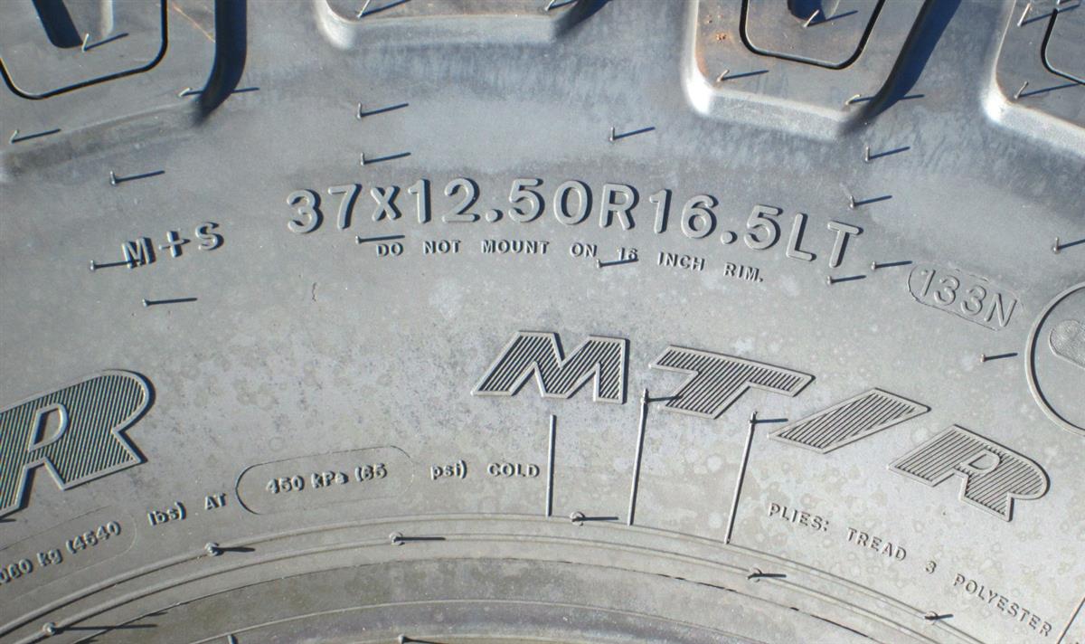TI-1830 | TI-1830 Goodyear Wrangler MTR 37x12.50R16.5LT Tire 100% Tread (4).JPG