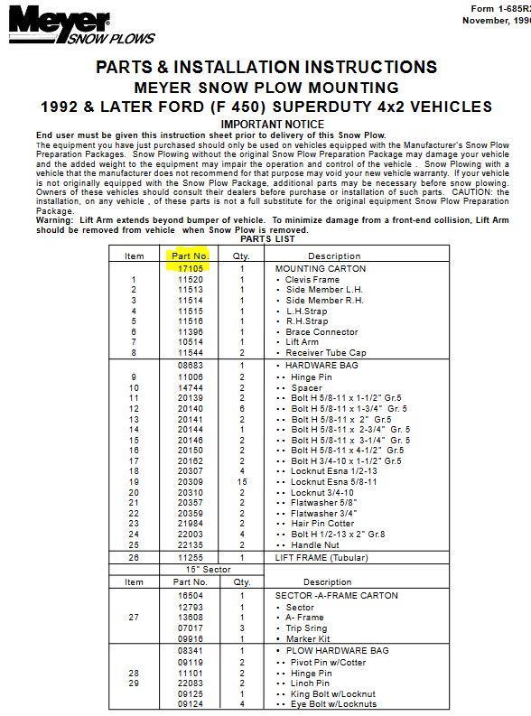 SNOW-103 | SNOW-103-Meyer EZ Classic Plow Mount 1992-1998 Ford F450 2x4 Truck Diag 1 (1).JPG