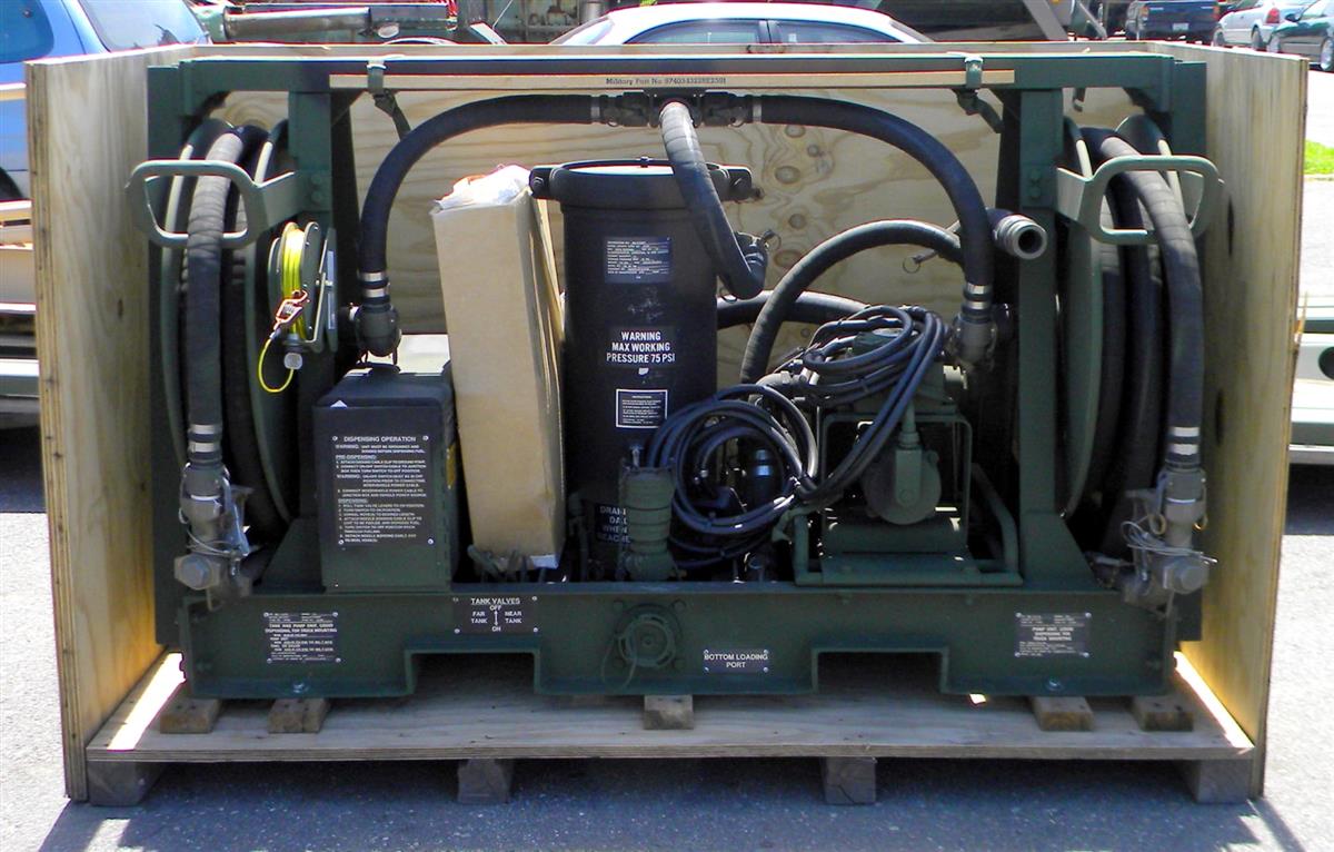 Aluminum Skid Mounted Fuel Pump Unit 24 Volt Dc Dual Outlet 50 Gpm And 2 Fuel Nozzles