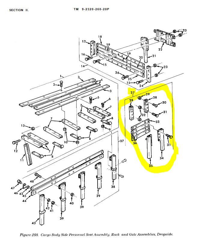 5T-2092 | 5T-2092 Side Rack Gate Assembly For Cargo Bed with Drop Down Sides M813 M923 M925 M939A1 M939A2(24).JPG