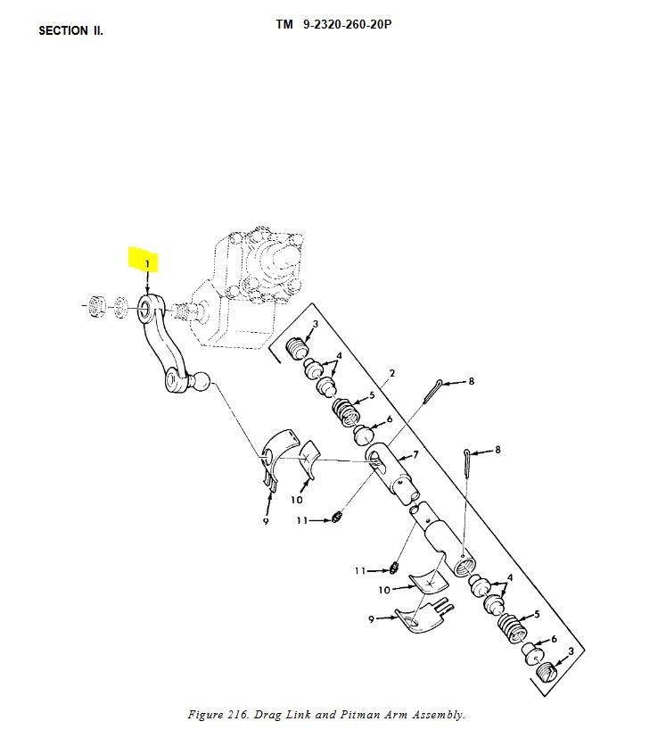 5T-2122 | 5T-2122 Drag Link Steering Gear Arm M809  Dia (1).JPG