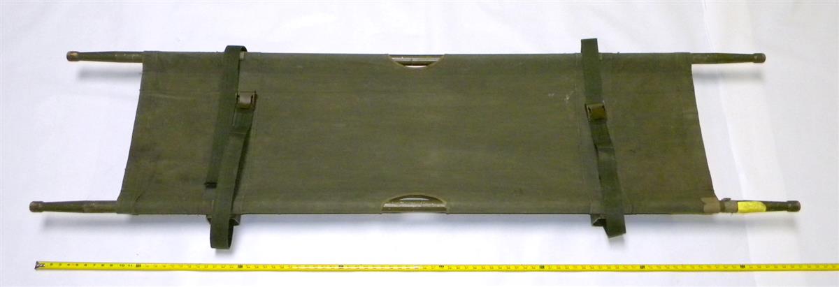 SP-1756 | 6530-00-783-7905 USGI Green Canvas Folding Litter, Stretcher with Wood Handles USED (2).JPG