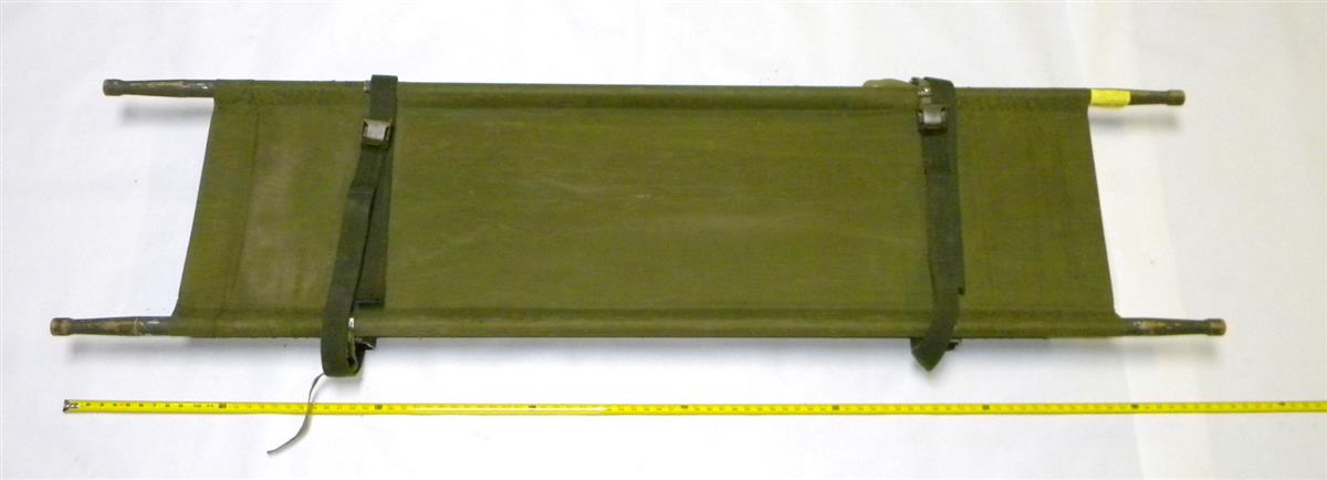 SP-1757 | 6530-00-783-7905 USGI Green Vinyl Folding Litter, Stretcher with Wood Handles USED (2).JPG