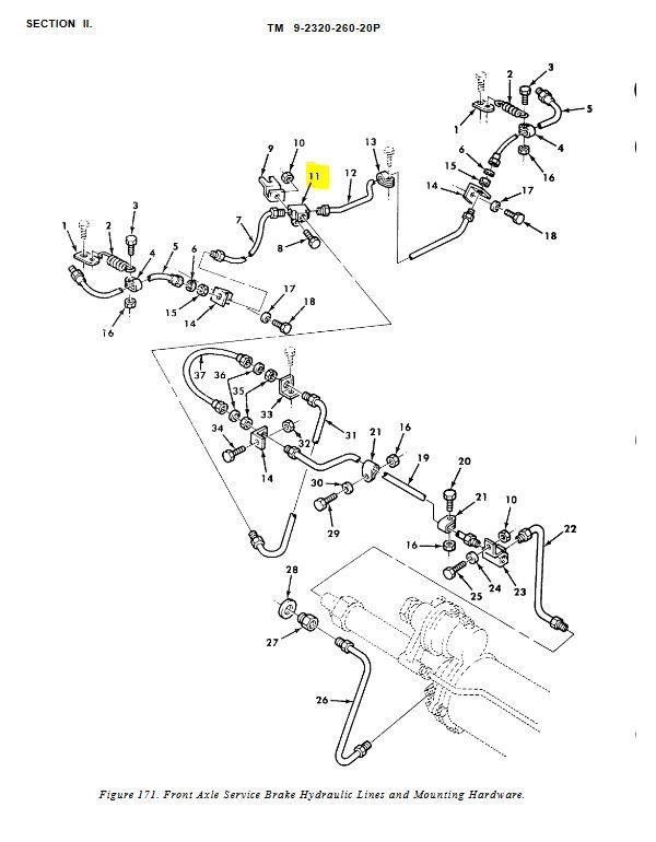 COM-5734 | COM-5734 Front Rear Axle Hydraulic Service Brake Line Connector Tee M809 M54 M35A2 Dia 1 M809.JPG