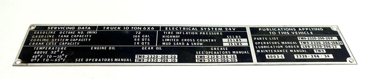 DT-437 | DT-437 10 Ton Truck 24 Volt Electrical System Servicing Data Tag NOS (1).JPG
