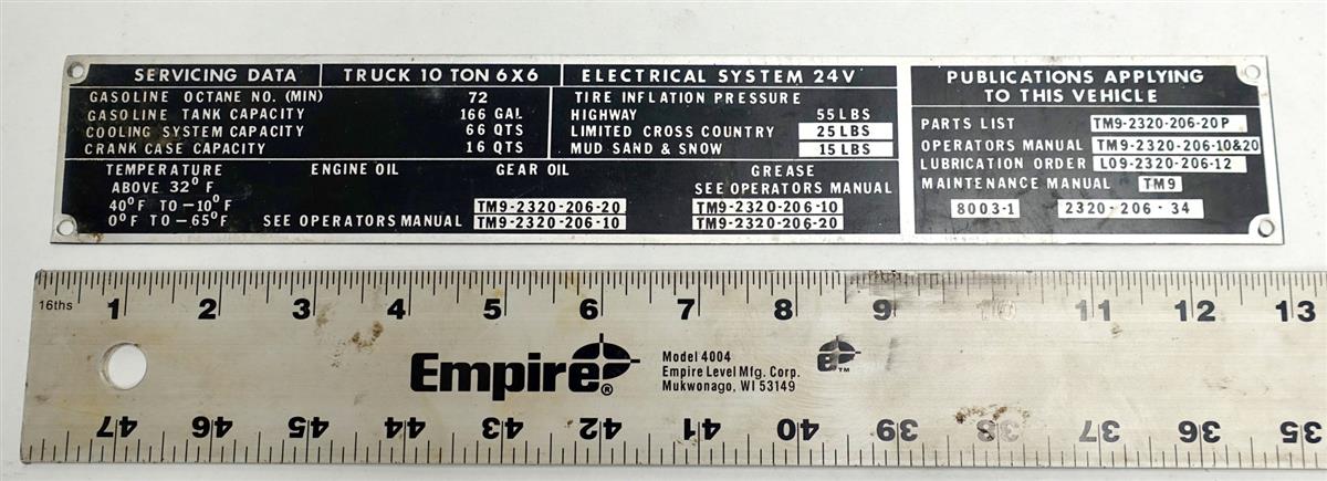 DT-437 | DT-437 10 Ton Truck 24 Volt Electrical System Servicing Data Tag NOS (2).JPG