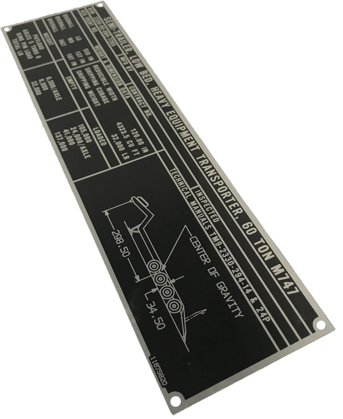 DT-466 | DT-466  Heavy Equipment Transporter Trailer Weight and Dimension Data Plate (3).jpg