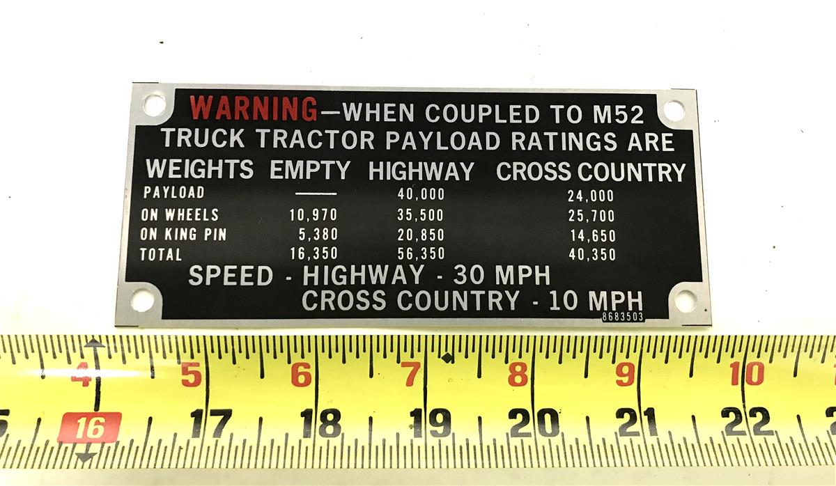 DT-491 | DT-491 Semi Truck Trailer Payload Data Plate (2).jpg