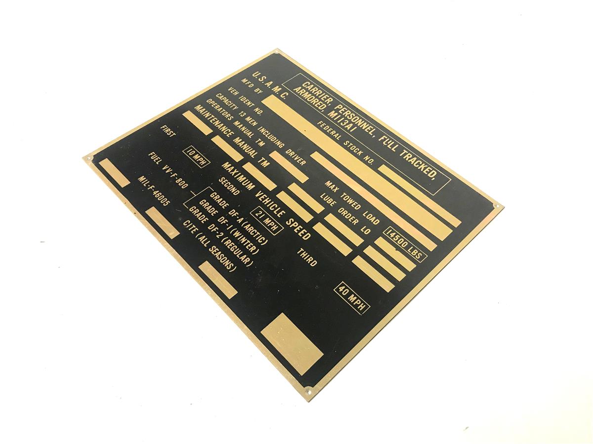 DT-504 | DT-504 M113A1 Personnel Carrier Data Plate (4).jpg