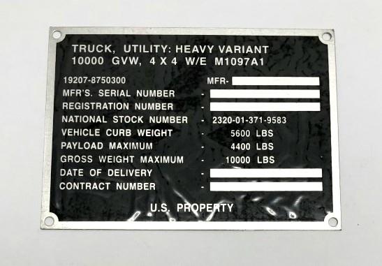 DT-561 | DT-561 M1097A1 HMMWV Identification Plate (1).JPG
