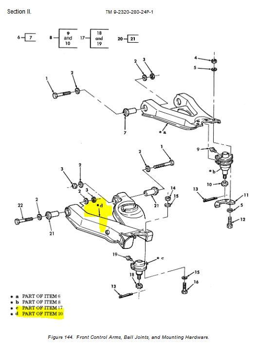 HM-1269 | HM-1269  Lower Rear Left HandFront Right Hand Control Arm HMMWV Dia1.JPG