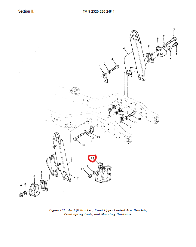 HM-1585 | HM-1585 HMMWV Left Hand Front Suspension Spring Seat Bracket.png