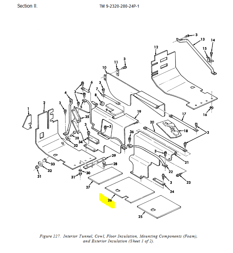 HM-3674 | HM-3674 Rear Left Hand Floor Panel Insulation HMMWV Dia (1).JPG