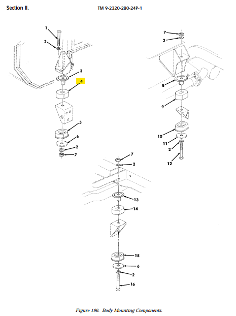 HM-3854 | HM-3854 Mount Rubber Resilient Weapon System HMMWV M997 M998 M1035 diagram.png