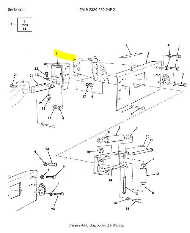 HM-474 | HM-474 Left Front Extension Bumper Bracket HMMWV Dia (1).JPG