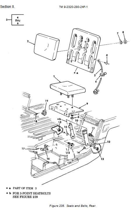 HM-663 | HM-663 Left Hand Rear Seat Top Support for HMMWV NOS Dia1.JPG