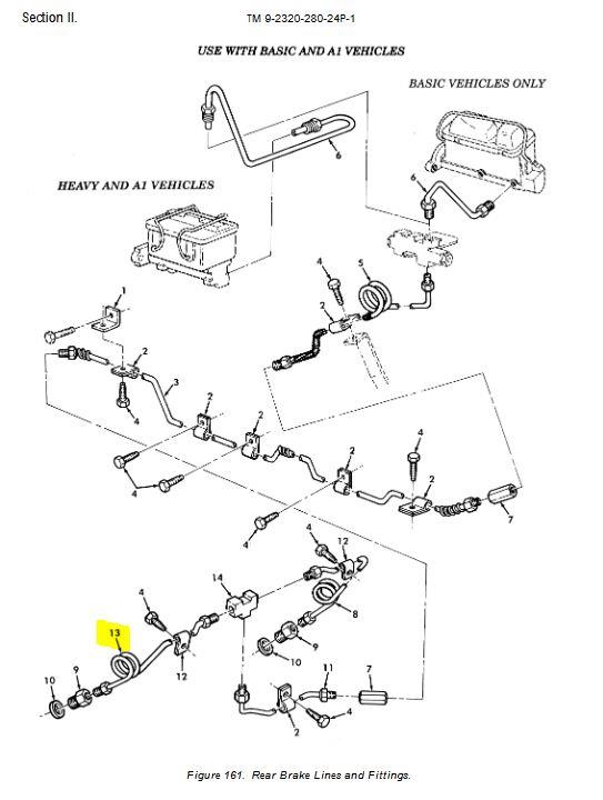 HM-973 | HM-973 Rear Right Side Brake Caliper Line for HMMWV NOS Dia1.JPG