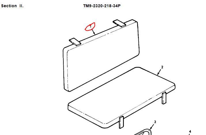 M151-131 | M151-131 AM General Mutt Passenger Rear Seat Back Cushion (1).JPG