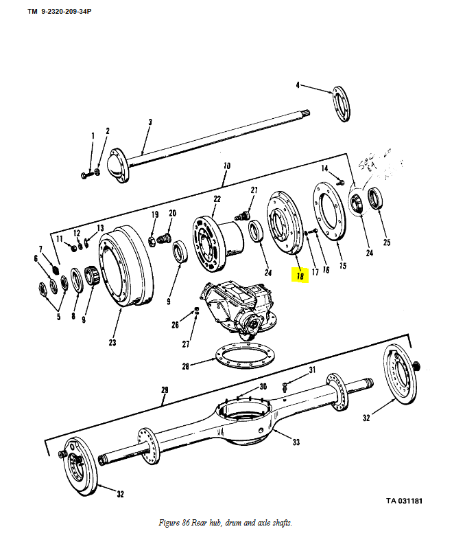 M35-311 | M35-311 Rear Brake Drum Adapter Rockwell Steering Axle M35A2 DIA (1).JPG