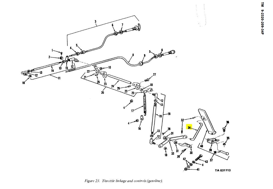 M35-824 | M35-824  Fuel Pedal Throttle Rigid Connecting Link Gasoline Powered M35 Dia1.JPG