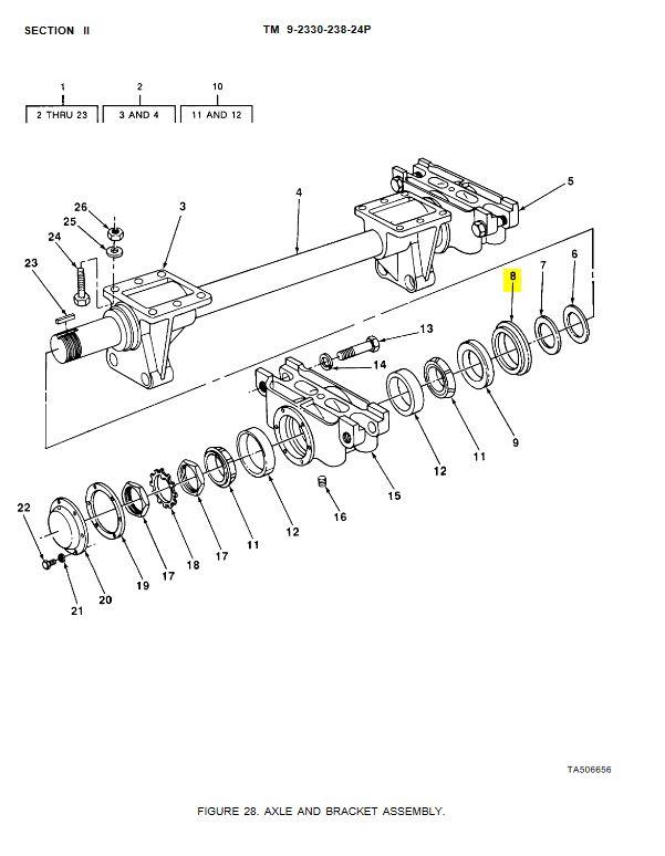 M35-826 | M35-826 Packing Retainer Bearing Rear Axle and Bracket Assembly M35A1 M35A2 M35A3 Dia 1.JPG