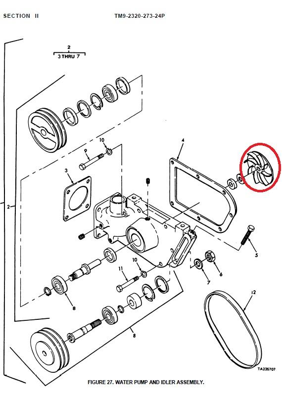 M9-1058 | M9-1058  Water Pump Impeller NTC 400 Diesel Engine M915(Diagram).jpg
