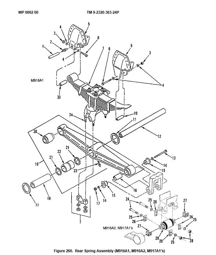 M9-1816 | M9-1816 Rear Leaf Springs with Hangers and Lower Perches M916 M920 Dia (1).jpg