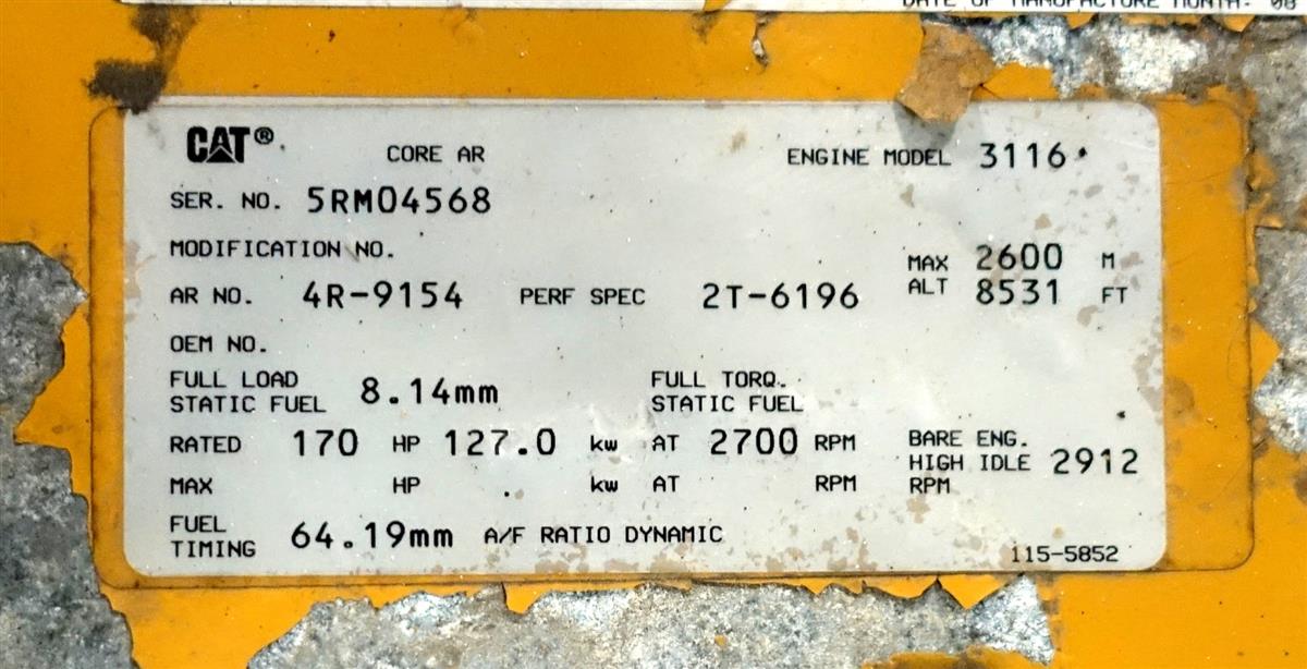 MA3-695 | MA3-695 Caterpillar 3116 6.6 Liter Turbo Diesel Engine for M35A3 Series USED (8).JPG