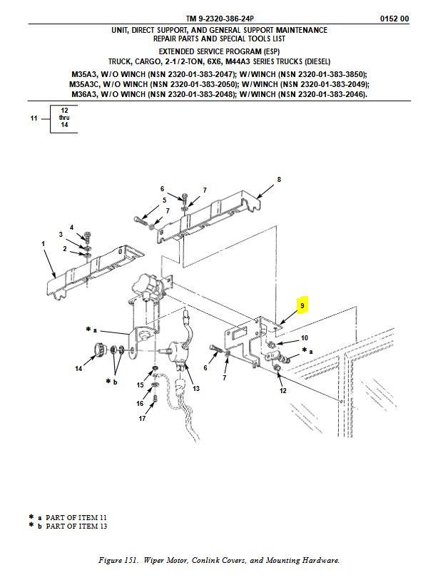 MA3-736 | MA3-736 Double ANgle Windshield Wiper Mounting Bracket M35A3 Dia 1.JPG