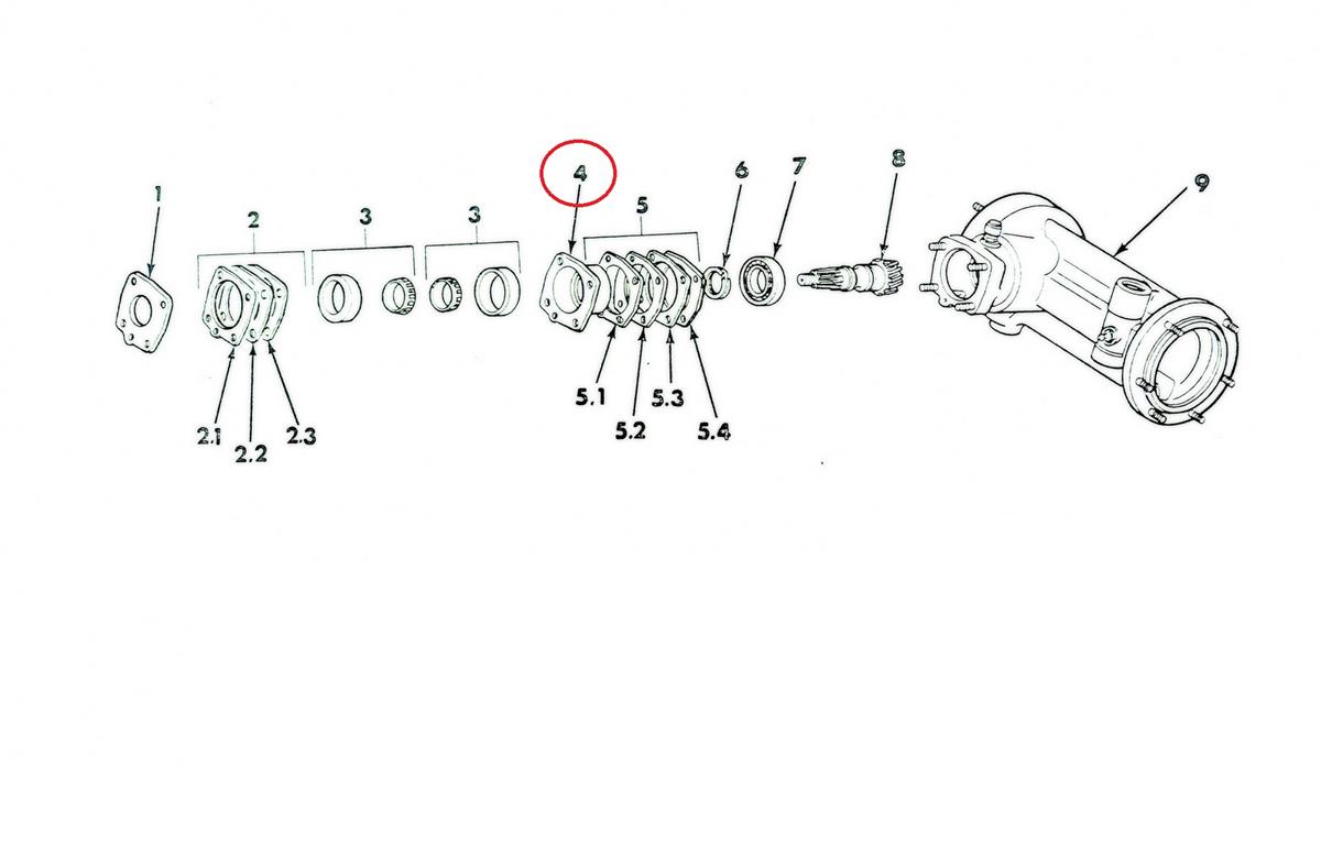 MU-134 | MU-134 Front Axle Pinion Bearing Retainer Parts Diagram.JPG