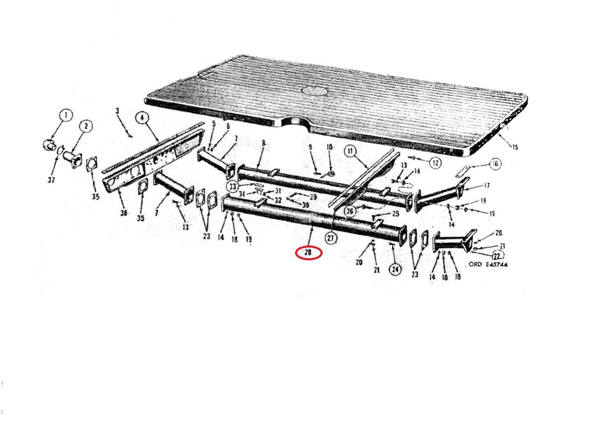 MU-140 | MU-140 Passenger Side Frame Support Tube Mule M274 USED Parts Diagram (Large).JPG
