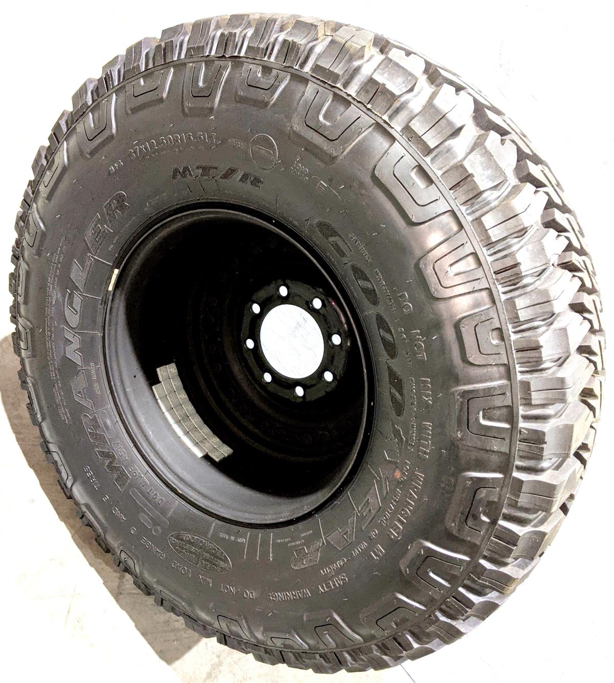 Goodyear Wrangler MT/R 37x12.50R16.5LT Mounted on 24 Bolt Rim 100% Tread