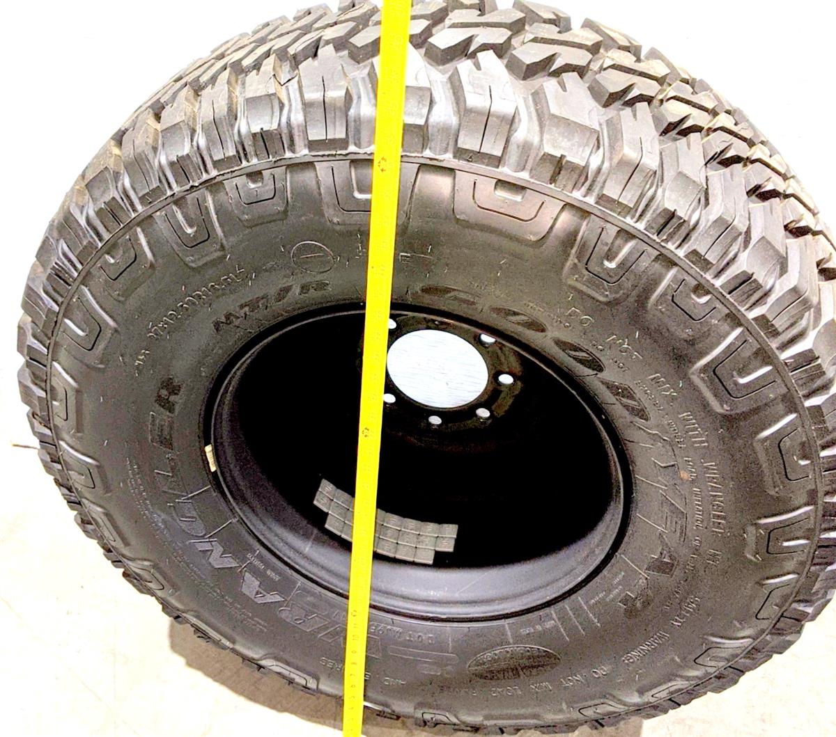 Goodyear Wrangler MT/R 37x12.50R16.5LT Mounted on 24 Bolt Rim 100% Tread