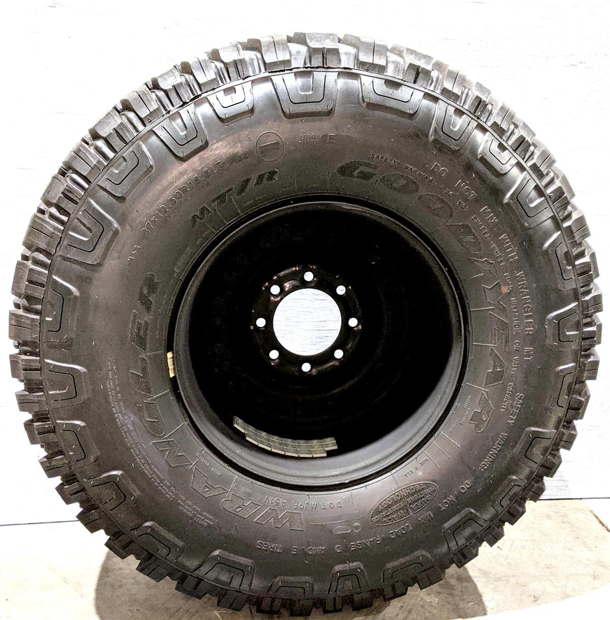 Goodyear Wrangler MT/R 37x12.50R16.5LT Mounted on 24 Bolt Rim 100% Tread