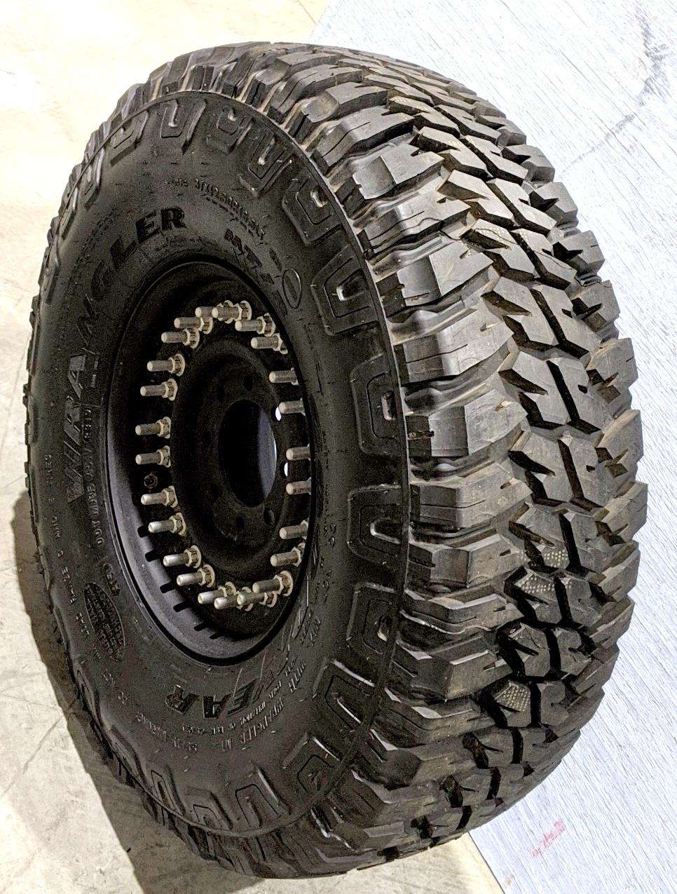 Goodyear Wrangler MT/R 37x12.50R16.5LT Mounted on 24 Bolt Rim 100% Tread