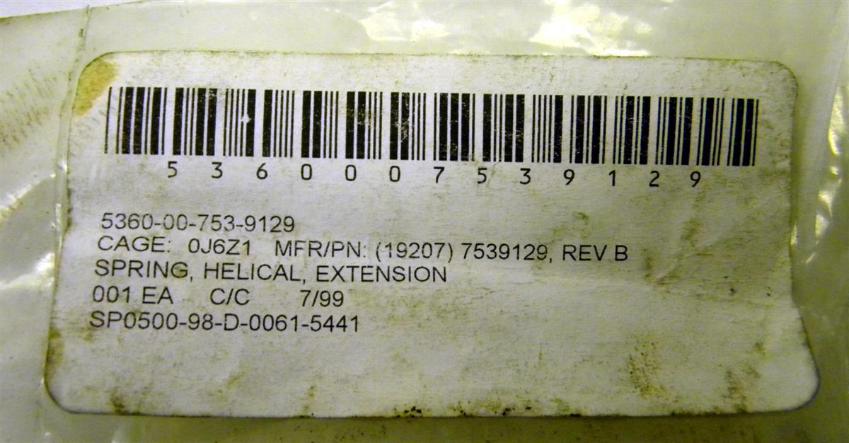 COM-5194 | 5360-00-753-9129 Throttle Return Spring for M35A2 and M54 Series with Multi-Fuel Engine. NOS (1).JPG