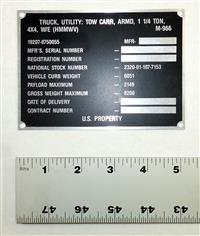 DT-428 | 9905-01-185-3134 Decal Dataplate M966 for HMMWV NOS (2).JPG