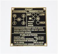 DT-414 | DT-414  Data Plate Tag Brass M38 Jeep Utility Truck 14 Ton 4x4 Front Transmission and Transfer Case (1).JPG
