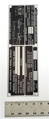 DT-431 | DT-431 M406A1 4 Wheel Antenna Trailer Data Plate NOS (3).JPG