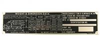 DT-522 | DT-522 M54A1C Cargo Truck Weight and Dimension Data Plate (1).jpg