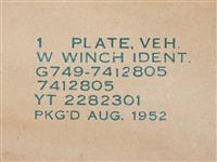 DT-592 | DT-592  Data Plate Tag M135 with Winch 2 12 Ton 6x6 Cargo Truck Plate (4).JPG
