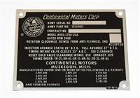 DT-606 | DT-606  Data Plate Tag M48A5 M60A1 Tracked Carrier Continental Motors Corp (2).JPG