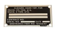 DT-627 | DT-627  Data Plate Tag 2 12 Ton and 5 Ton 6x6 Hard Top Closure (2).JPG