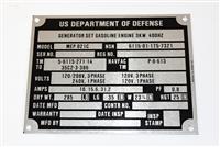 DT-654 | DT-654  Data Plate Tag MEP 021C US DOD Generator Identification Plate (1).JPG
