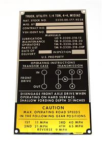 DT-656 | DT-656  Data Plate Tag M151A2 Jeep MUTT Utility Truck 14 Ton 4x4 Top Speed and Transmission (2).JPG