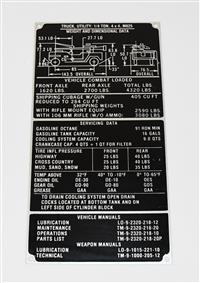 DT-666 | DT-666  Data Plate Tag M825 Utility Truck HMMWV 14 Ton 4x4 Weight and Dimensions (2).JPG