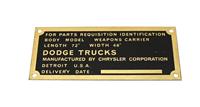 DT-683 | DT-683  Data Plate Tag Brass Weapons Carrier Dodge Trucks Parts Requisition Identification (3).JPG