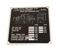 DT-696 | DT-696  Data Plate Tag M1043 Utility Truck HMMWV with Winch 1 14 Ton 4x4 Weight and Dimensions (2).JPG