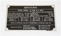 DT-697 | DT-697  Data Plate Tag M561 Cargo Truck 1 14 Ton 6x6 Servicing Data (2).JPG