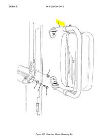 HM-3473 | HM-3473 Right Passenger Side Tan Rearview Mirror with Mounting Arm Bracket HMMWV Dia1.JPG